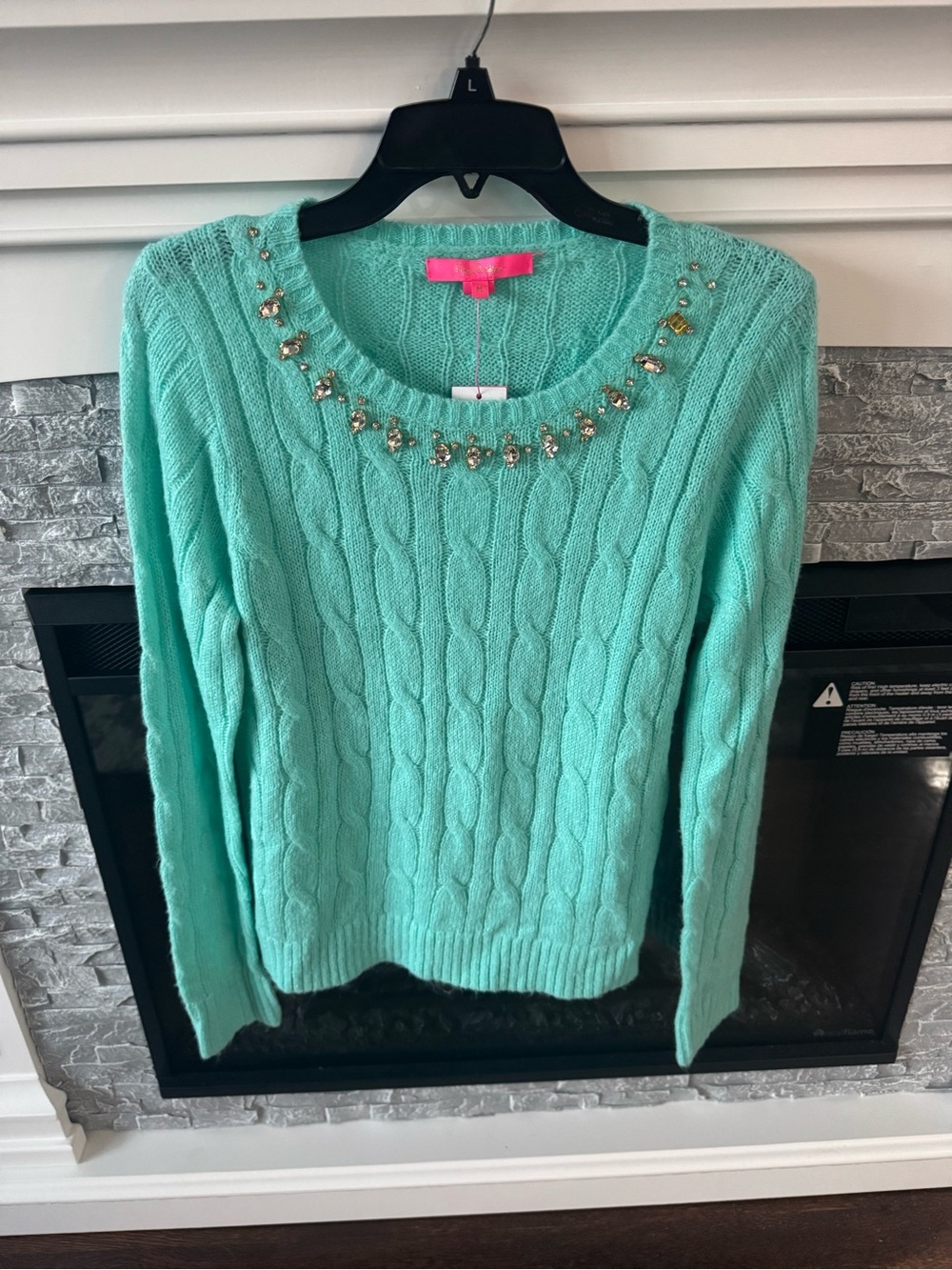 LILLY PULITZER cable Sweater Dario Crystal
Embellished Full Fashion Knit NW